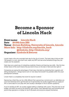 Become a Sponsor of Lincoln Hack