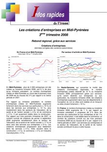 Les créations d entreprises en Midi-Pyrénées au troisième trimestre 2008