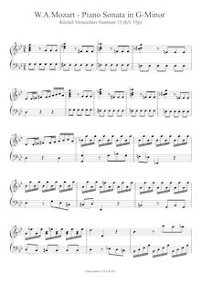 Partition Piano Sonata en G minor, K.15p, pour London Sketchbook