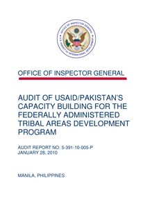 Audit of USAID Pakistan’s Capacity Building Program for the Federally