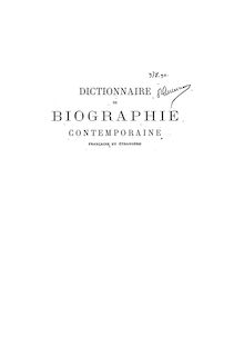 Dictionnaire de biographie contemporaine française et étrangère / par Adolphe Bitard