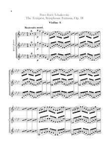 Partition violons II, pour Tempest, Буря, F minor, Tchaikovsky, Pyotr