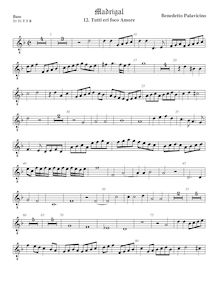 Partition viole de basse, octave aigu clef, Madrigali a 5 voci, Libro 4