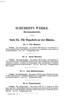 Partition Vol., Für Pianoforte zu vier Händen (Serie IX), Schubert s Werke - Revisionsbericht