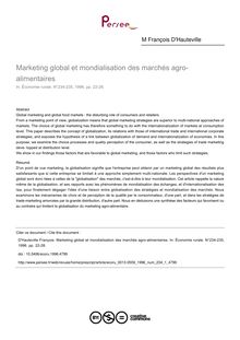 Marketing global et mondialisation des marchés agro-alimentaires - article ; n°1 ; vol.234, pg 22-28