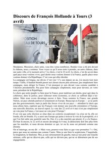 Discours de François Hollande à Tours 