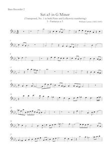 Partition basse 2 , partie, Set a 5 en G minor, G minor, Lawes, William