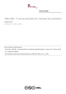 1968-1985 : 17 ans de périurbain loti. L exemple de la périphérie angevine  - article ; n°1 ; vol.141, pg 95-104