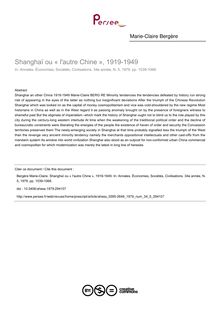 Shanghaï ou « l autre Chine », 1919-1949 - article ; n°5 ; vol.34, pg 1039-1068