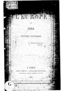 L Europe en 1864 : lettres politiques