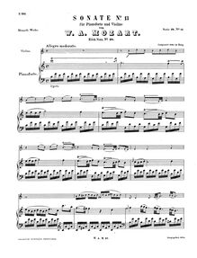 Partition de piano, violon Sonata, Violin Sonata No.13 ; Violin Sonata No.7