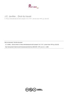 J.C. Javillier, , Droit du travail - note biblio ; n°1 ; vol.31, pg 232-233