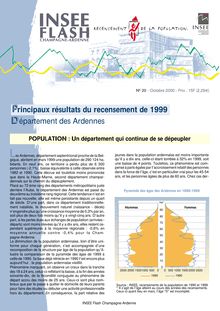 Principaux résultats du recensement de la population: département des Ardennes.
