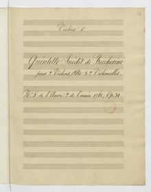 Partition violon 1, 6 corde quintettes, G.325-330 (Op.31), Boccherini, Luigi par Luigi Boccherini