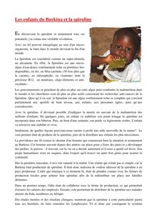 les enfants du Burkina et la spiruline