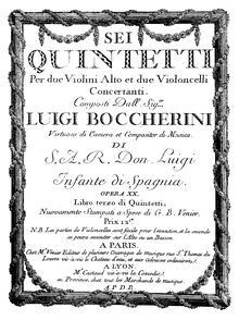Partition viole de gambe, 6 corde quintettes, G.277-282 (Op.13)
