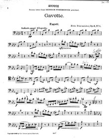 Partition basson , partie, Gavotte et Tarantelle pour Piano et 5 vents, Op.6