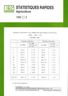 STATISTIQUES RAPIDES Agriculture. 1989 2
