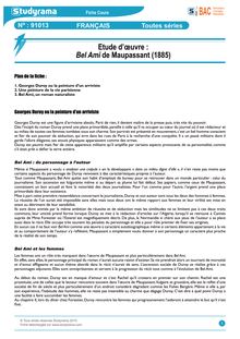 Fiche de révision BAC Français - Fiche de lecture : Bel Ami de Maupassant