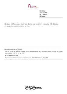 B) Les différentes formes de la perception visuelle (S. Celis) - article ; n°1 ; vol.37, pg 23-57