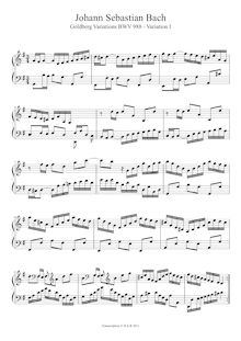 Partition Variation 1, Goldberg-Variationen, Goldberg Variations ; Aria mit 30 Veränderungen ; Clavier-Übung IV