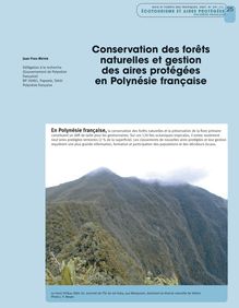 Conservation des forêts naturelles et gestion des aires protégées ...