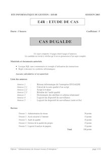 BTS - Etude de cas 2003 ARLE Admin. de Réseaux Locaux d Entreprise BTS Informatique de gestion
