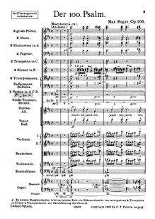 Partition Orchestral score, Der 100. Psalm, Op.106, Reger, Max
