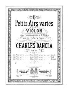 Partition complète, 6 Airs Variés, Series I, Le Mélodiste, Dancla, Charles