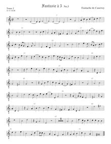 Partition ténor viole de gambe 2, octave aigu clef, fantaisies pour 5 violes de gambe par Eustache Du Caurroy par Eustache Du Caurroy