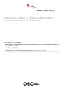 Un parti politique africain : le Parti Démocratique de Guinée - article ; n°2 ; vol.12, pg 312-359