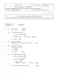 Corrige BEP MET COMPTA Mathematiques  2000
