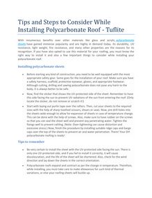 Tips And Steps To Consider While Installing Polycarbonate Roof