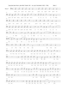 Partition basse 1 , partie, Psalm No.100, Pachelbel, Johann