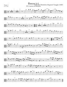 Partition ténor viole de gambe 1, alto clef, Canzon la Binama, Taeggio, Giovanni Domenico Rognoni