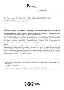 Le rôle respectif du public et du privé dans la fourniture d informations aux agriculteurs - article ; n°1 ; vol.171, pg 16-20