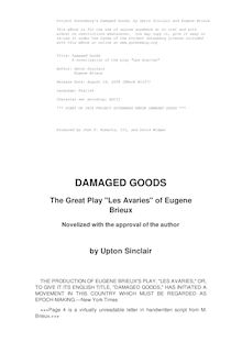 Damaged Goods; the great play "Les avaries" by Brieux, novelized with the approval of the author