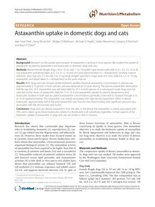 Astaxanthin uptake in domestic dogs and cats