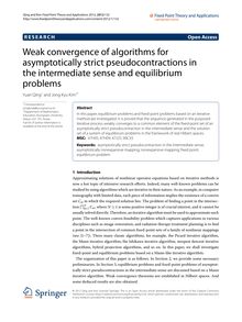 Weak convergence of algorithms for asymptotically strict pseudocontractions in the intermediate sense and equilibrium problems