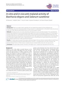 In vitroand in vivoanti-malarial activity of Boerhavia elegansand Solanum surattense