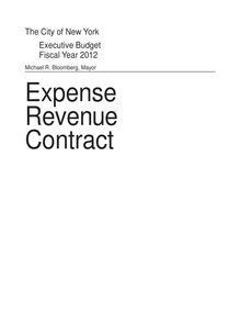 FY 2012 Executive Budget Expense, Revenue, Contract Budget