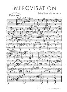 Partition , Improvisation, Huit Pièces Brèves, Op.84, Fauré, Gabriel par Gabriel Fauré
