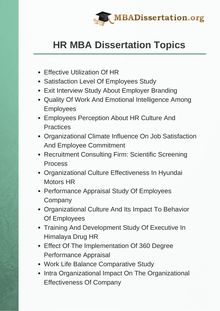 HR MBA Dissertation Topics
