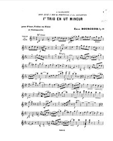 Partition violon (ou flûte) , partie, Piano Trio, Op.18, Bourgeois, Émile