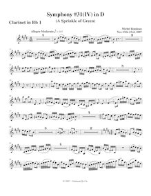 Partition clarinette 1, Symphony No.31, D major, Rondeau, Michel