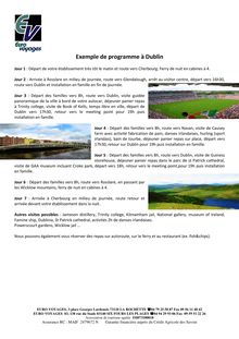 Exemple de programme pour visiter Dublin