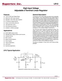 High Input Voltage Adjustable Terminal Linear Regulator