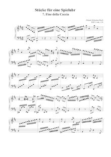 Partition Il Fine delle Caccia - I en D major [BWV Anh.139], 18 pièces pour a Musical Clock