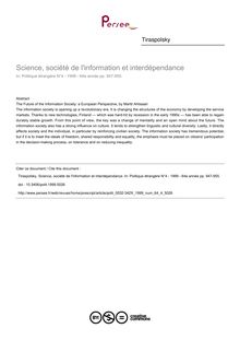 Science, société de l information et interdépendance - article ; n°4 ; vol.64, pg 947-955