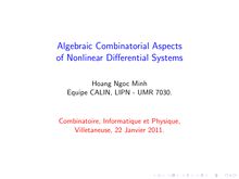 Algebraic Combinatorial Aspects of Nonlinear Differential Systems